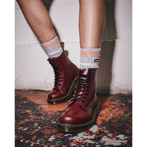 Dr. Martens Shoes - Dr.Marten's 1460 Smooth Leather Lace Up Boots In Cherry